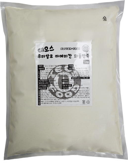 테오스 우리쌀로 아메리칸 와플반죽 글루텐프리 바삭한, 1개, 5kg