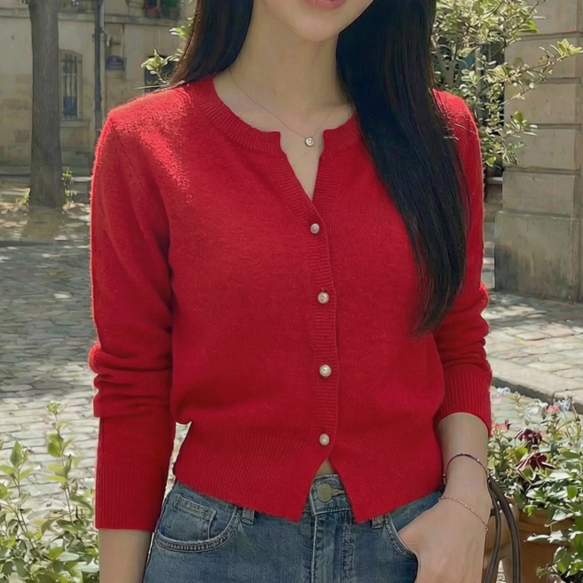 HAAGSHOP 여성 캐시미어 브이넥 가디건 여리핏 데일리 니트 봄 가을 출근룩