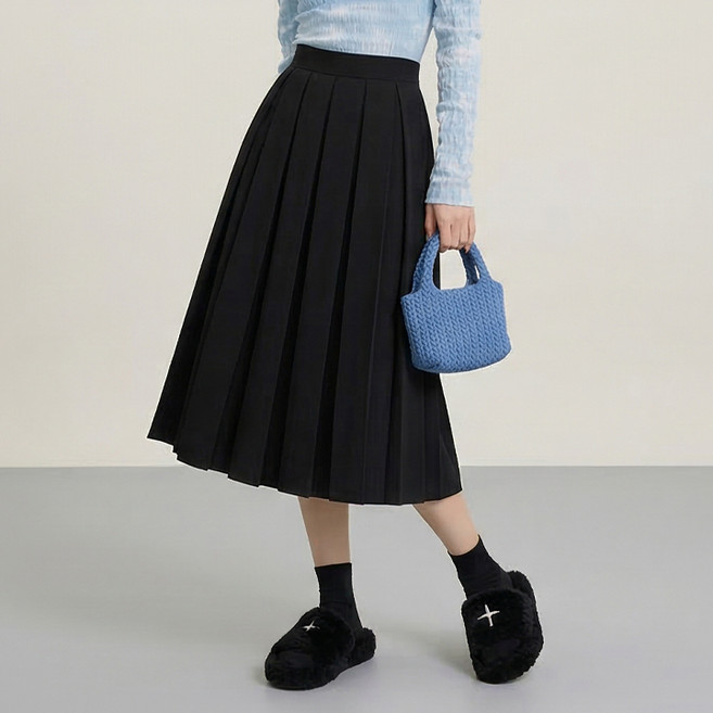 오브나인 데일리 A라인 플리츠 밴딩 주름 롱 스커트 (5color)+델로나