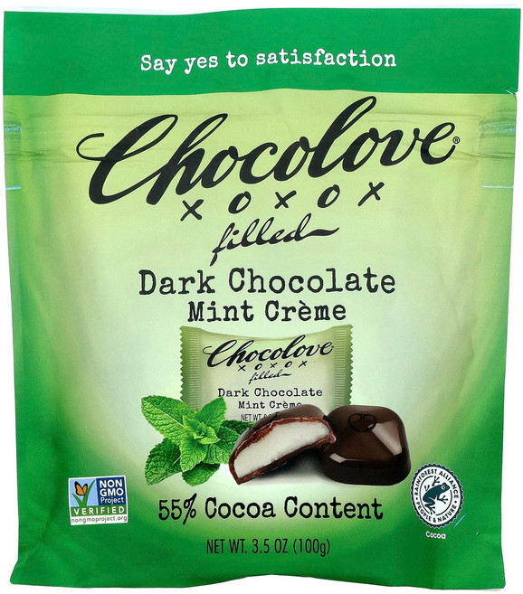 초코러브 다크 초콜릿 민트 크림 필링 코코아 55% 100g(3.5oz) LOV-07505, 1개, 100g