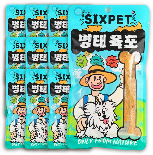 식스펫 국내산 오직 자연재료 30일 강아지 고양이 간식, 10개, 30g, 명태 육포