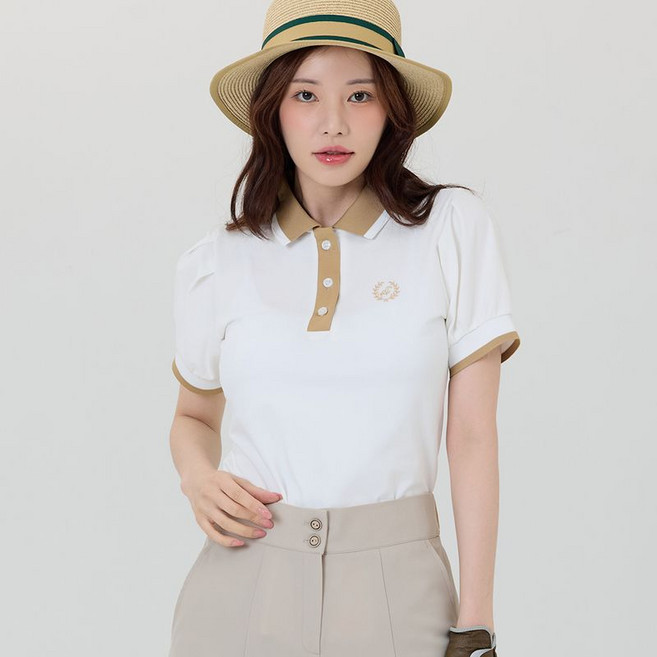 제이투제이 여성골프웨어 클래식 퍼프소매 카라티셔츠