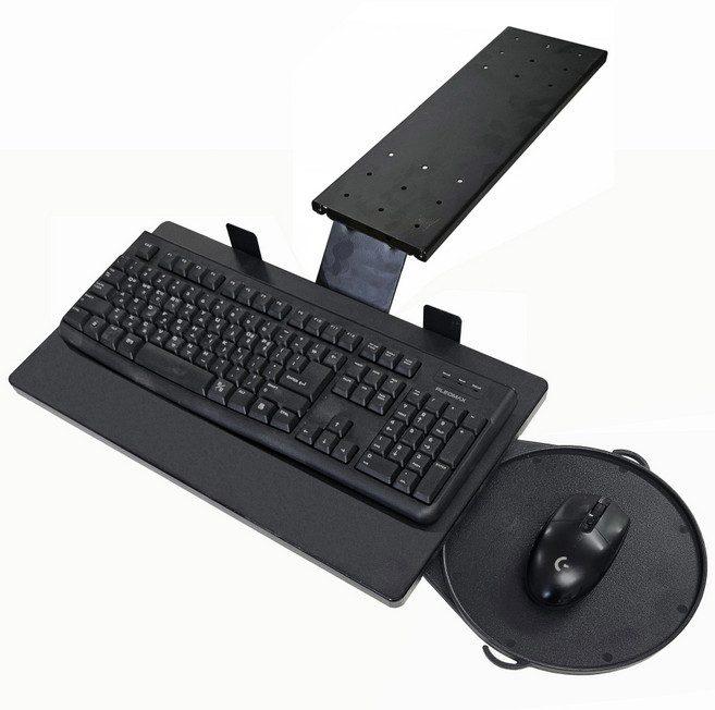 키보드거치대 책상선반 받침대 회전 마우스형 트레이, 블랙, 1개