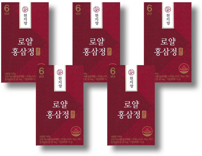 천지양 6년근 로얄 홍삼정 골드, 240g, 5개