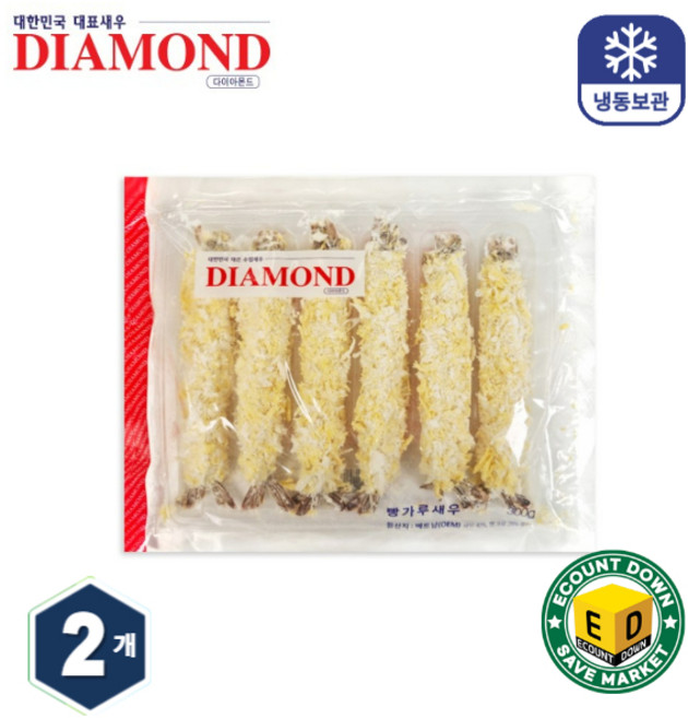 다이아몬드 헤드온 빵가루 왕새우튀김 노란색mix [ 50g x 6미 ] 300g 2개