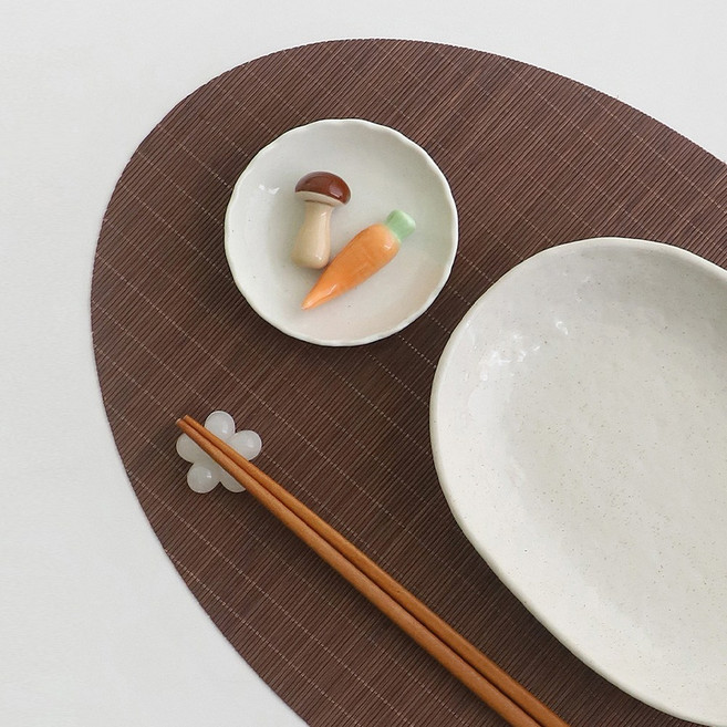 대나무 타원 롤 테이블매트 3color 우드 식탁매트, 딥브라운(타원)