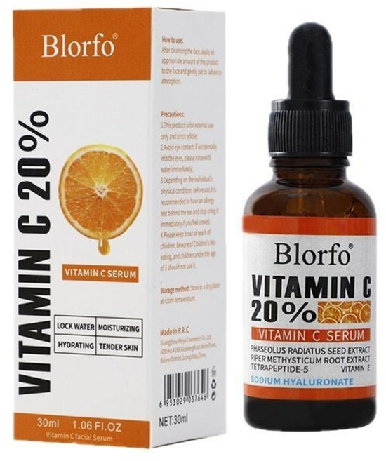 Blorfo 維他命C 20% 精華液 高濃度補水保濕 緊致肌膚 撫平細紋 提亮膚色 日夜修護 (台灣現貨), 1個, 維他命C精華液30ml,單瓶装