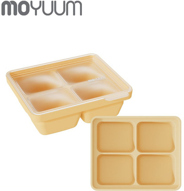 moyuum 副食品分格製冰盒, 奶油黃, 1個, 90ml