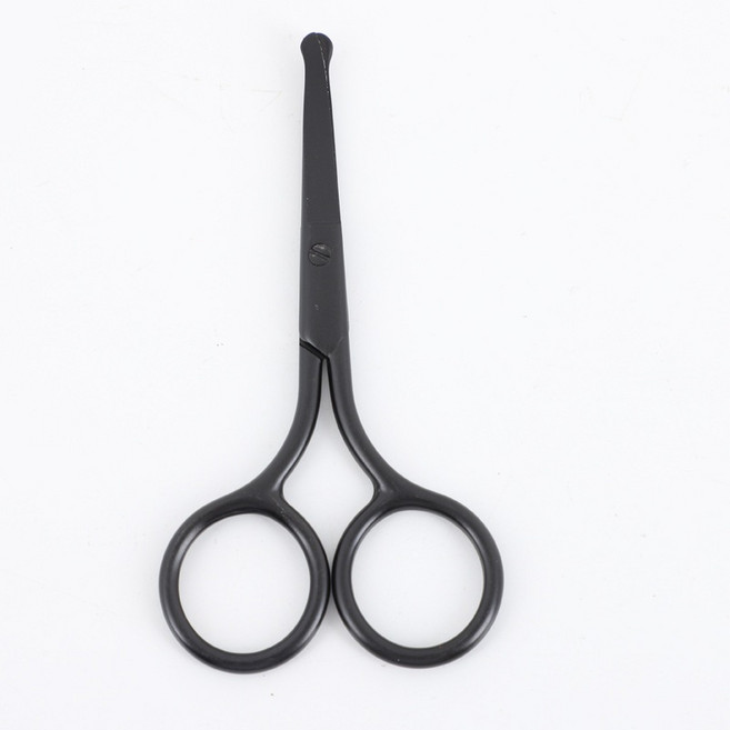 多用途不鏽鋼剪刀 (直剪、彎剪、繃帶剪、紗布剪、雙眼皮貼剪、眉目貼剪), 1個, 【鼻毛剪】黑色