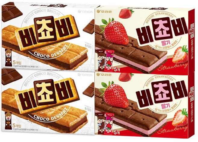 오리온 비쵸비 초코+딸기, 2세트, 125g