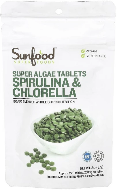 선푸드 슈퍼 해조류 정제 스피룰리나 클로렐라 250mg 228정 57g, 1개 - 쿠팡