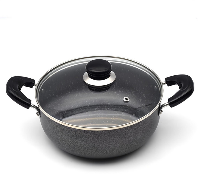 윌리브 실버 메탈릭 분체 양수냄비, 22cm, 블랙, 1개