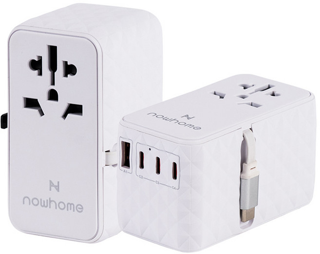 나우홈 USB 5포트 PD PPS 85W 여행용 멀티탭 에브리웨어 + 파우치 세트, 스노우 화이트, 1세트