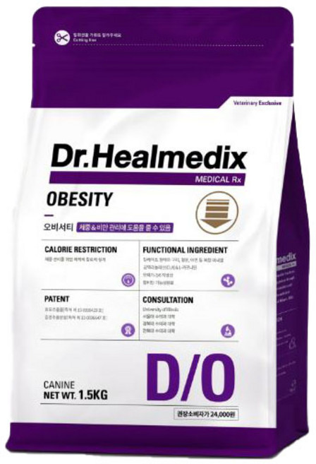 닥터힐메딕스 오비서티 D/O do 1.5kg 강아지 체중 비만 다이어트 사료, 1개, 닭
