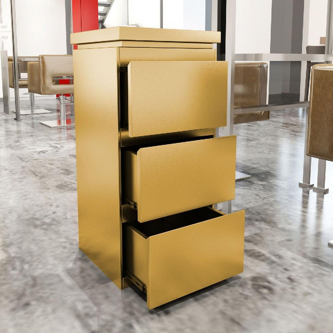 스텐 철제 미니 캐비넷 미송 작업대 스테인레스 수납장, 공식 표준 구성, 3단 골드 단면 지문