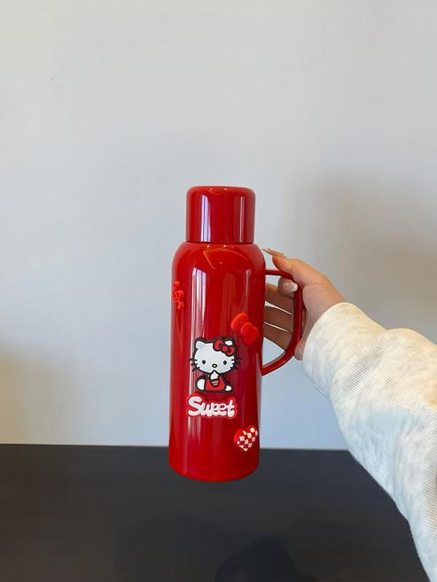 HelloKitty 헬로키티 텀블러 텀블러꾸미기 보온보냉텀블러 내장컵 뚜껑컵 스텐316 스테인리스 대용량 물병 휴대용텀블러, 1개, 820ml, 그린 원전치 (스티커형/820ml)