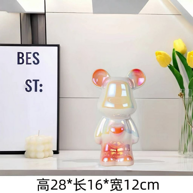 陶瓷存錢筒 暴力熊 珠光異彩 28CM, 漸變紅 28公分 含存錢筒
