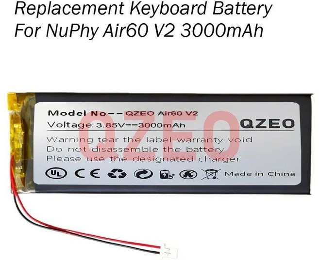 NuPhy Air75 V2 Air96 Air60 60HE 3000mAh용 교체용 키보드 배터리, Air60 V2
