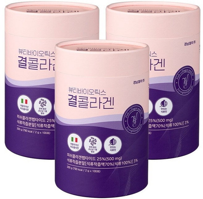 경남제약 뷰티바이오틱스 결콜라겐 100포 x 3박스, 2g, 1세트