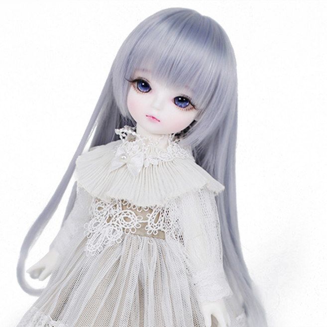 구체관절인형 가발 긴머리 스트레이트 6-7인치 26cm급용 USD, F. 블루실버 (가발만,인형없음), 1개