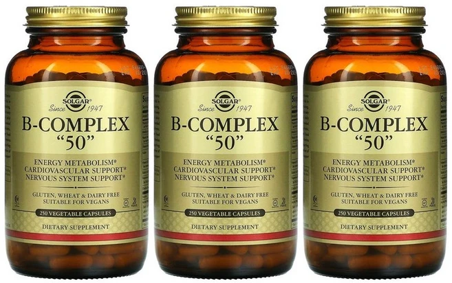 [2+1] Solgar 솔가 비 콤플렉스 복합체 50 mg 250정 B-Complex 콤플렉스 티아민 비타민 B1 B2 B3 B6 리보플라빈 나이아신 엽산 비오틴 칼슘 판토텐산, 3개 - 쿠팡