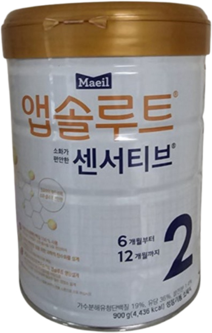 매일유업 앱솔루트 센서티브 2단계 (6개월~12개월까지) 900g 1캔, 1개