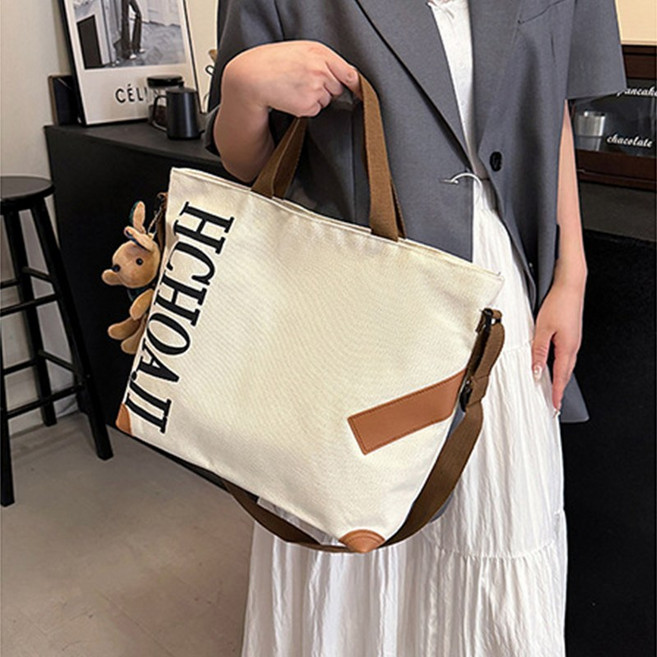 여성 데일리 대용량 캔버스백 패션 캐주얼 숄더백