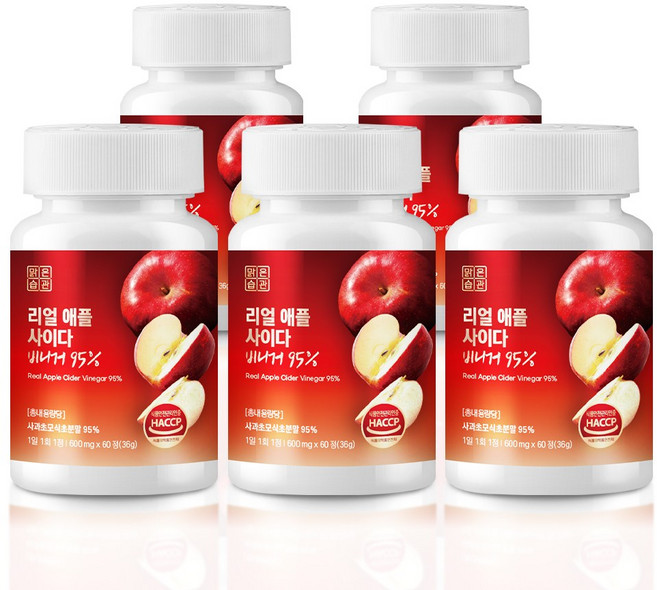 애사비 애플 사이다 비니거 사과초모식초 95% 맑은습관, 5개, 60정