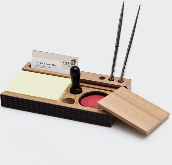 고급원목인주함 포스트잇메모함, 1개