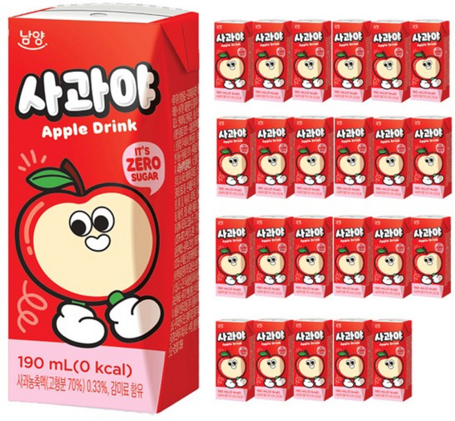 남양 사과야 제로 190ml x 24팩