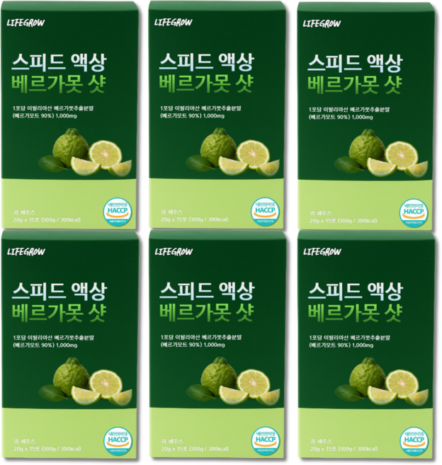 베르가못 착즙주스 고함량 액상 스틱 착즙액 폴리페놀 haccp 식약처 인증 15포, 6개, 300g