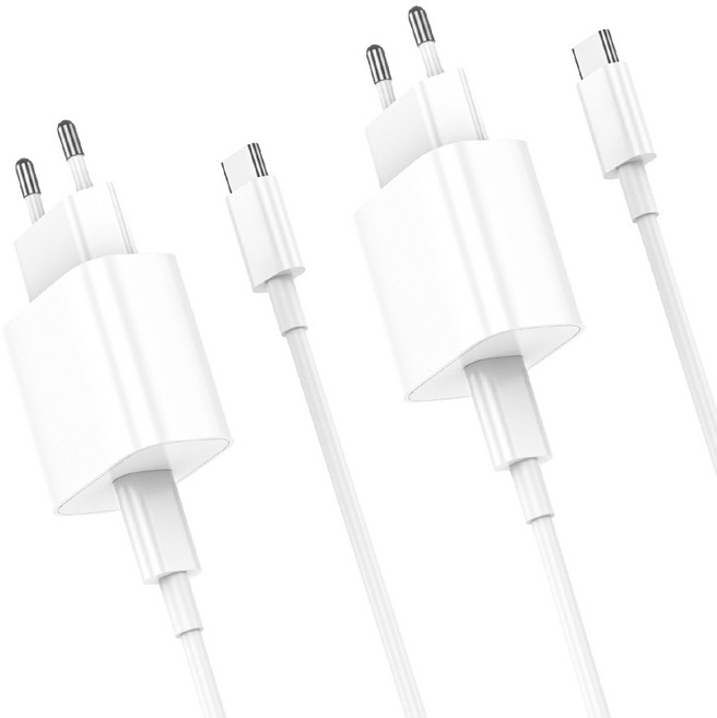 Bolt Wave 아이폰 17 C타입 고속 충전기 25W (PD/PPS 지원 | 1.8m 케이블 포함), 2개, 화이트