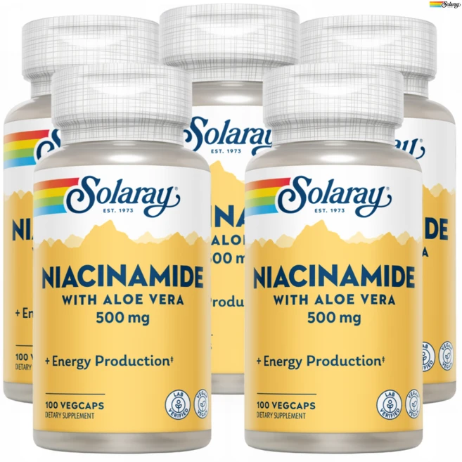 솔라레이 나이아신아미드 500mg 식물성 캡슐, 5개, 100정 - 쿠팡