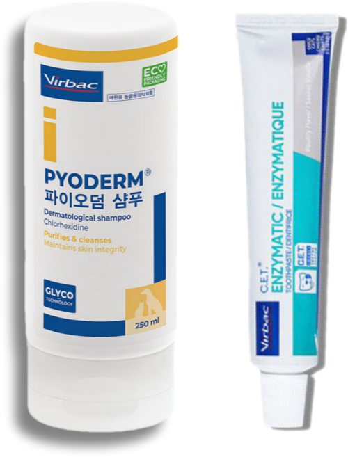 버박 파이오덤 샴푸 C.E.T. 닭고기맛 치약 세트 구성, 2세트, 250ml