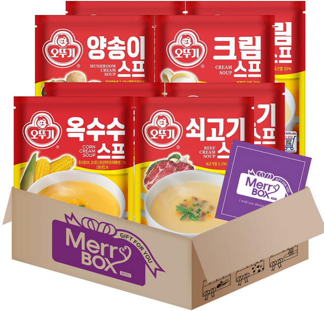 오뚜기 분말스프세트(양송이2+크림2+옥수수2+쇠고기2)+메세지카드, 80g, 1개