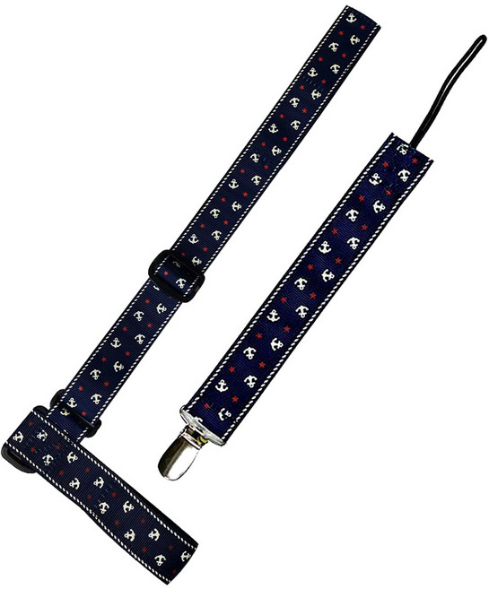 아가프라 유모차 액세서리 멀티스트랩 +클립 분실방지 집게 치발기끈, 1세트, 캡틴네이비+캡틴네이비