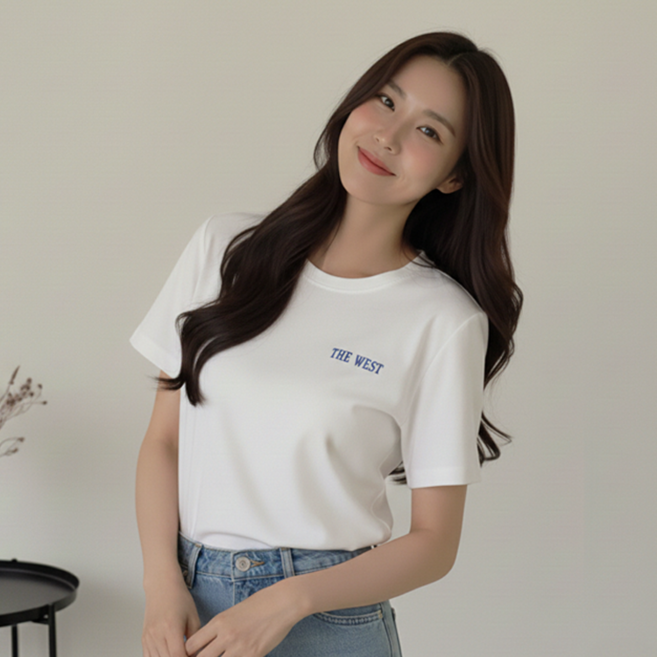 데일로엔 여성 여름 캐주얼 오버핏 프린팅 레터링 반팔 티셔츠