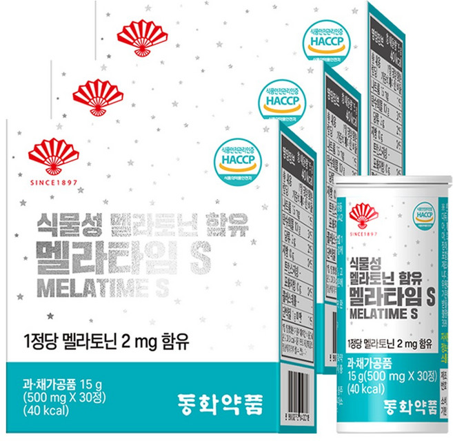 동화약품 식물성 멜라토닌 함유 멜라타임S, 30정, 3개