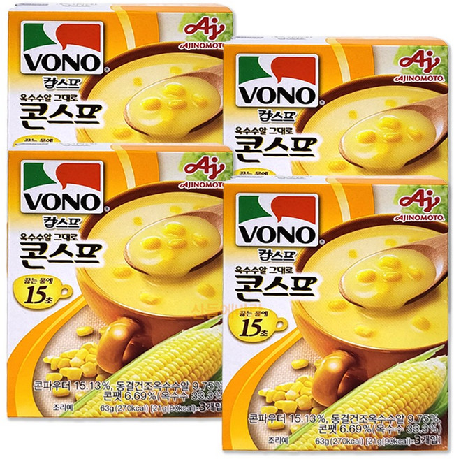 코스트코 보노 옥수수알 그대로 콘스프 간편식 스프 컵스프, 63g, 12개