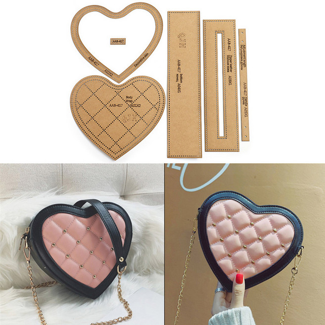 크래프트 공예 가죽 러브 패션 및 템플릿 패턴 하드 DIY 바느질 아크릴 백 개성 종이 클러치 메신저 숄더, 2) Acrylic, 1개