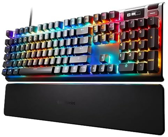 SteelSeries 유선 게이밍 키보드 영어 배열 OmniPoint 스위치 OLED 디스플레이 Apex Pro US 64626 블랙 풀사이즈
