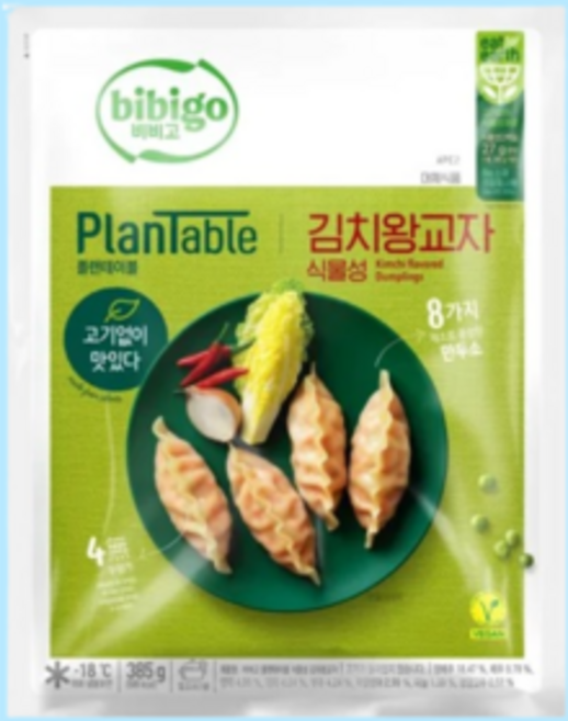 비비고 플랜테이블 김치왕교자, 385g, 1개