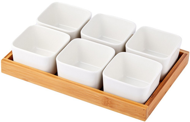 루이앤탑펠 나눔 반찬 사각 접시 6구, 혼합색상, 1세트