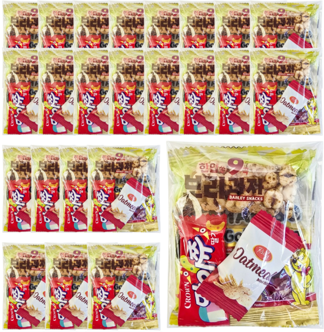 단체 간식 꾸러미 개별포장 구디백 어린이집 유치원 학교 교회 대용량 답례품 인기과자, 24개, 과자꾸러미