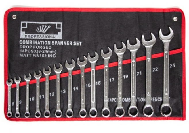 ZIO-BIZ 스패너 렌치 세트 14pcs / 오픈렌치 육각렌치 콤비렌치 스패너 깔깔이 양면 양구 렌치 기어렌치 수공구, 1개