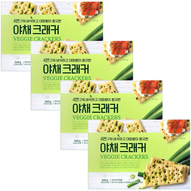 코렌트 푸지안 4번구워 바삭하고 대파향이 향긋한 야채크래커, 4개, 340g