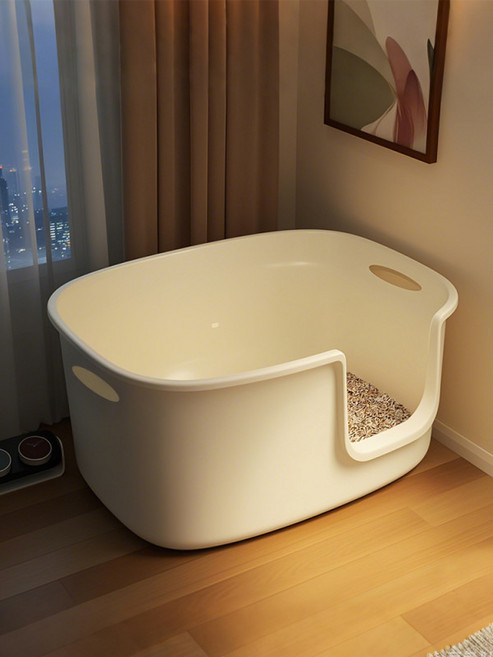 특대형 고양이 변기 상자 방수 반밀폐형 냄새 방지 대형 고양이화장실 사막화 방지 청결한 반려묘 배변통 편리한 사용 초대형 모래통, 1개, 초대형 과일 그린 52cm