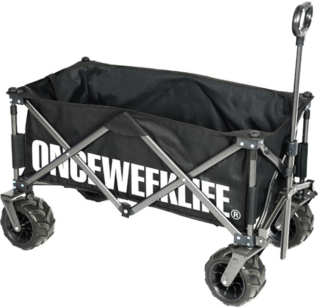 원스위크라이프 접이식 캠핑웨건 + 보관용 가방 세트, 블랙, 1세트