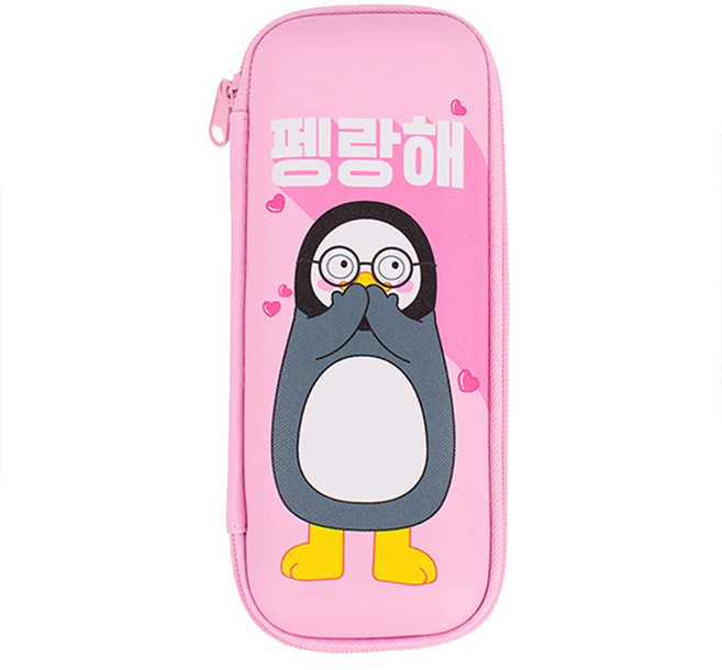 자이언트펭TV 펭수 여아 남아 아동 초등 중고등 학생 캐릭터 하드케이스 필통 EVA 1단, 핑크