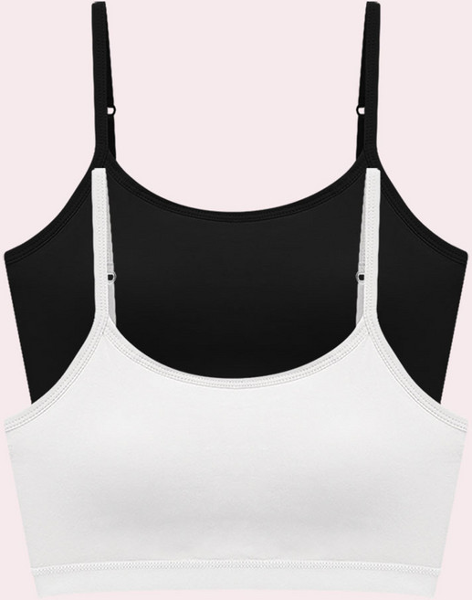 순면 노와이어 브라탑 2매세트 일체형패드 스포츠 학생 청소년 여성 브라